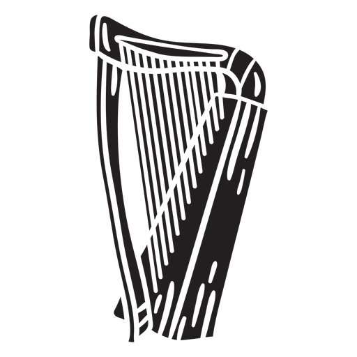 Harp celtic instrument music black PNG Design