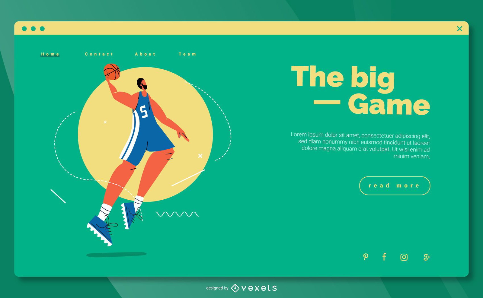 Diseño web de aterrizaje de baloncesto