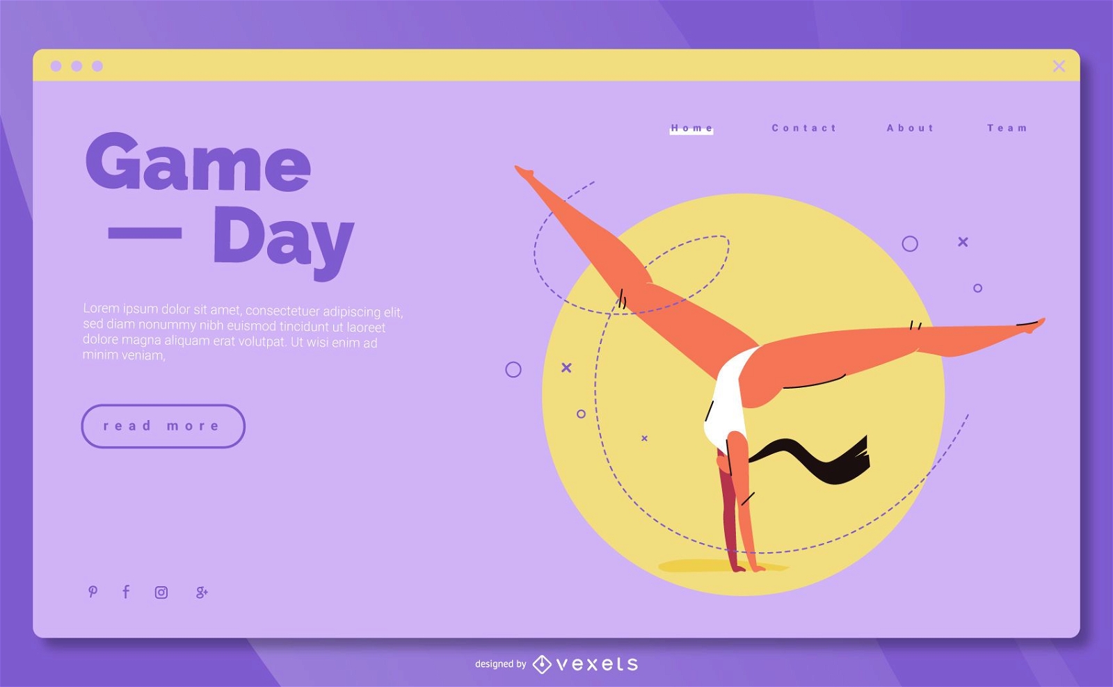 Gimnast sport games Landing Page Design