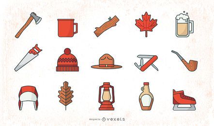 Flat Lumberjack Elements Set
