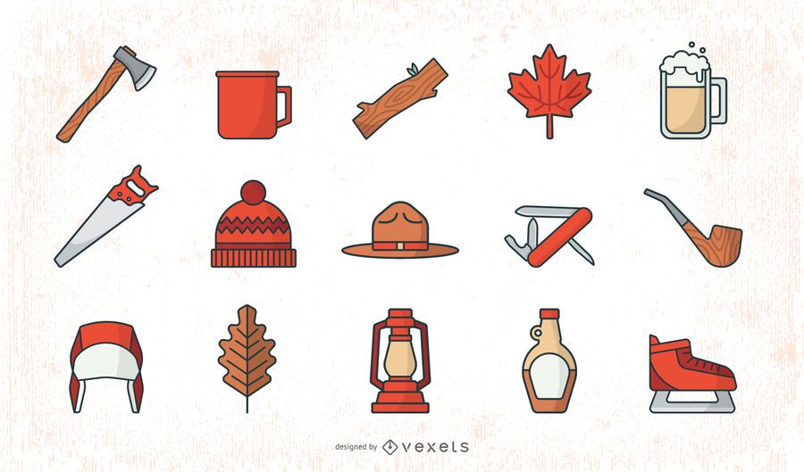 Flat Lumberjack Elements Set Flat Lumberjack Elements Set