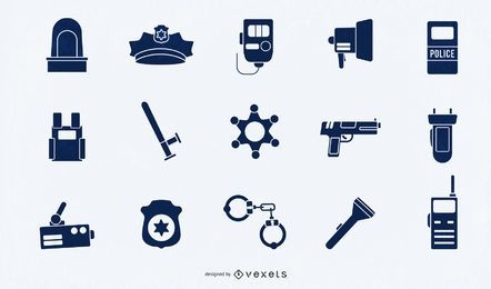 Police Elements Silhouette Set