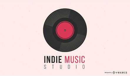 Design de logotipo de disco de vinil de música indie Design de logotipo de disco de vinil de música indie