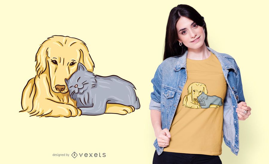 Dog and cat love t-shirt design Dog and cat love t-shirt design