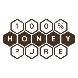 Hexágonos de favo de mel em crachá de mel puro Desenho PNG