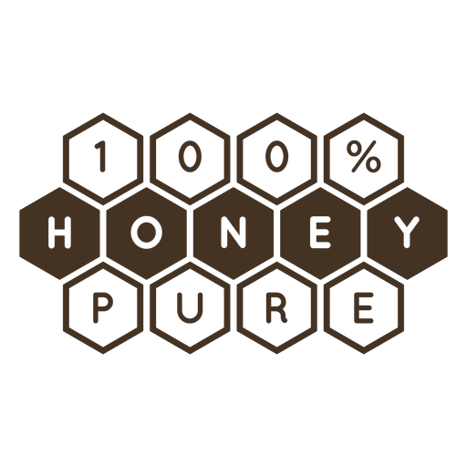 Hexágonos de favo de mel em crachá de mel puro Desenho PNG