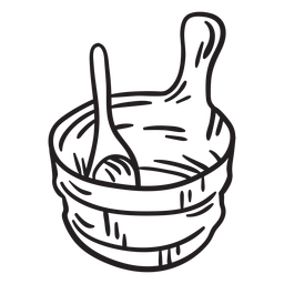 Trazo esencial de la sauna del cubo del cucharón Diseño PNG