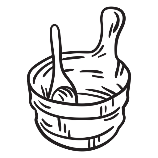 Ladle bucket sauna essentials stroke PNG Design