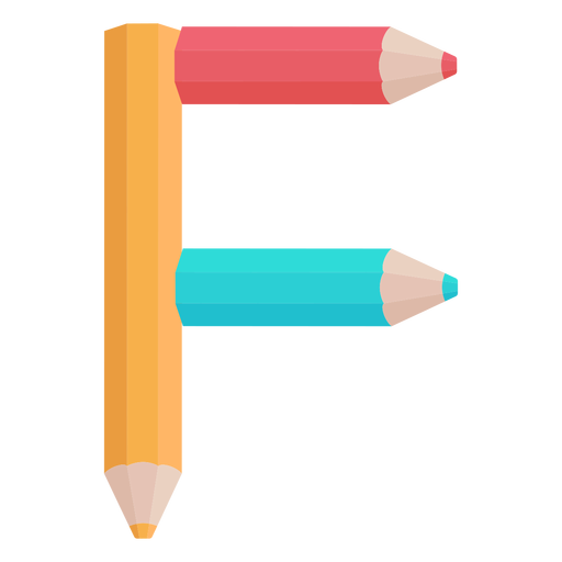 Bleistifte Dekor Alphabet f PNG-Design