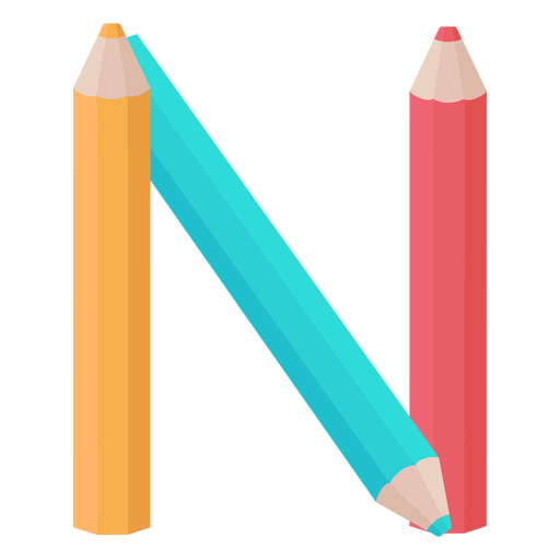 Pencils decor alphabet n PNG Design