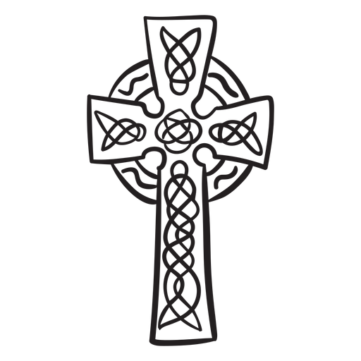Religious symbol celtic cross stroke PNG Design