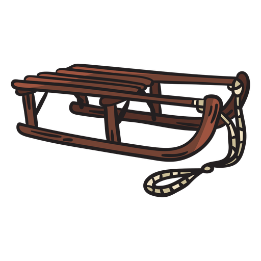 Sled wooden rope snow illustration