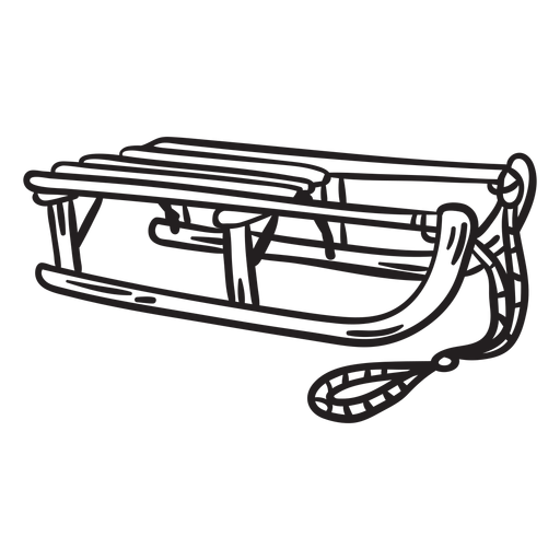 Sleigh sledge sled stroke PNG Design