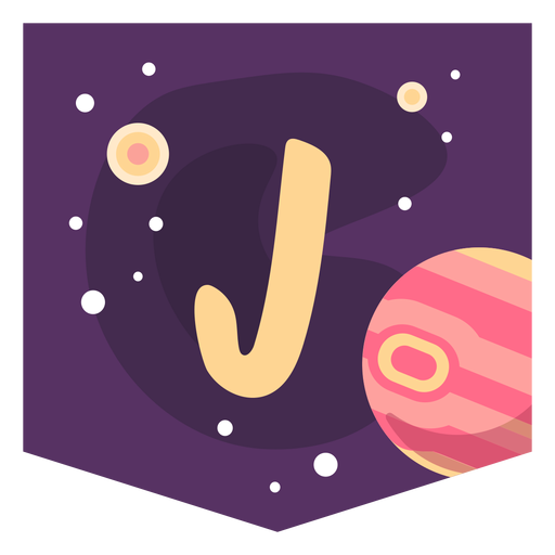 Space alphabet j banner PNG Design