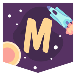 Raumalphabet m Banner PNG-Design
