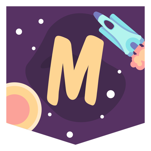 Space alphabet m banner