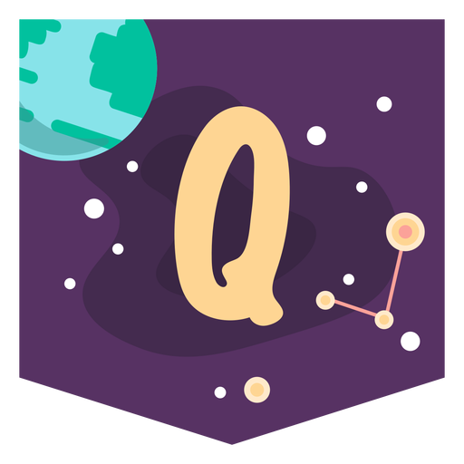 Space alphabet q banner PNG Design
