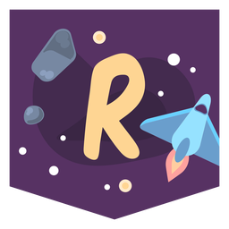 Raumalphabet r Banner PNG-Design