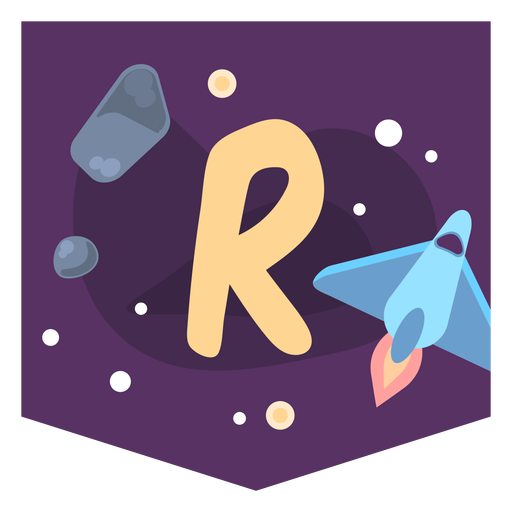 Space alphabet r banner PNG Design