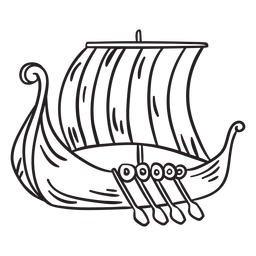 Water Vessel Viking Ship Stroke PNG & SVG Design For T-Shirts