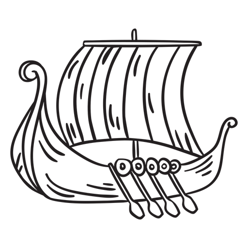 Water vessel viking ship stroke PNG Design