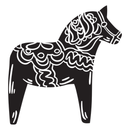 Estatua de madera caballo dala negro Diseño PNG