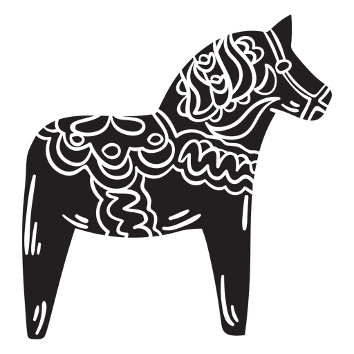 Wooden statue dala horse black