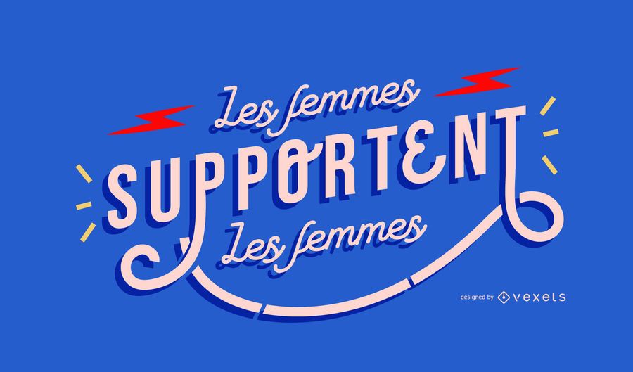 Mulheres apoiam design de letras em francês Mulheres apoiam design de letras em francês