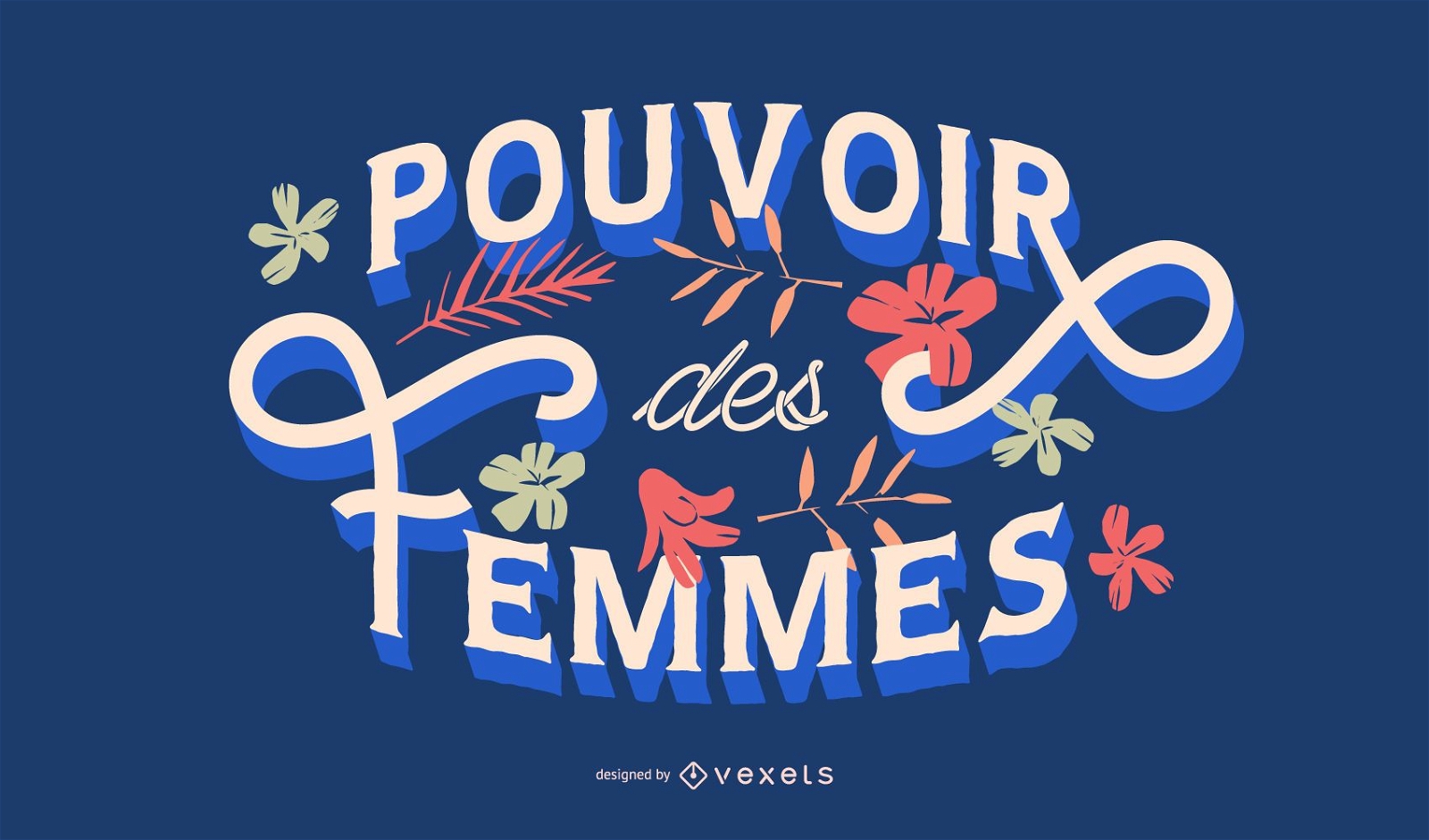 Mujeres poder diseño de letras francesas