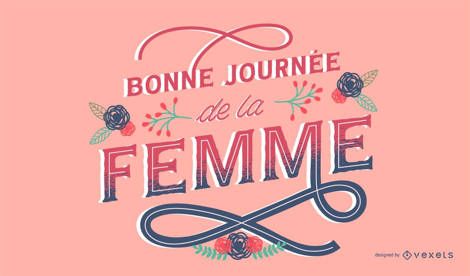 Happy Women's Day French Lettering Design