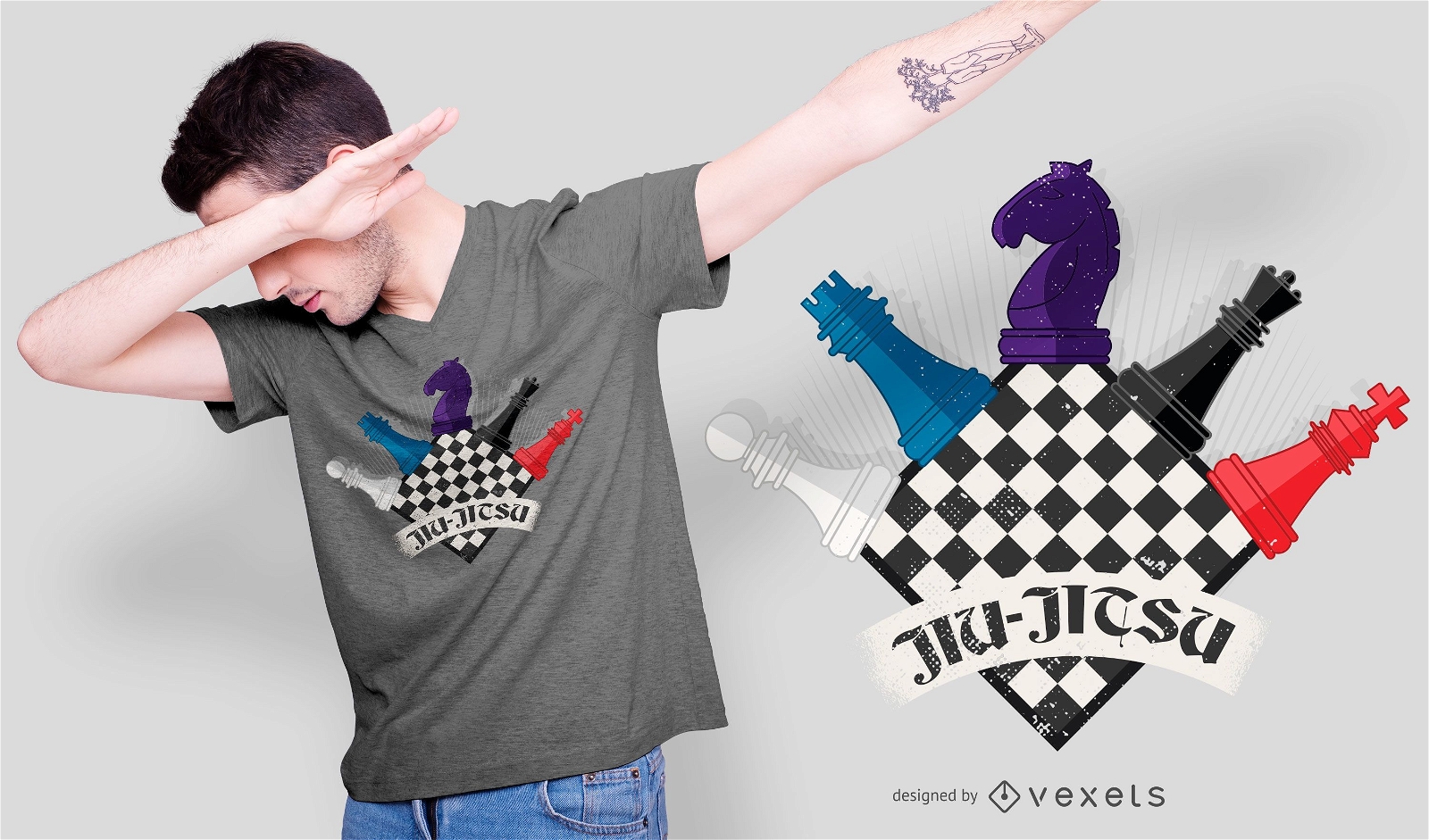 Design engra?ado de camisetas de xadrez de Jiu Jitsu