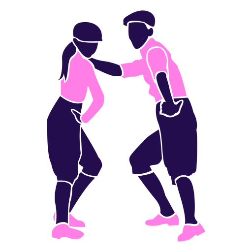 Dance pose duo silhouette PNG Design