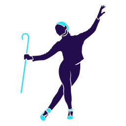 Dance pose lady cane silhouette PNG Design