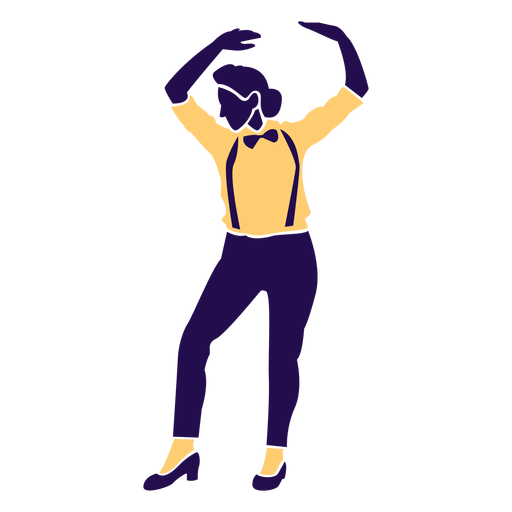 Silhueta de senhora em pose de dança com mãos levantadas Desenho PNG