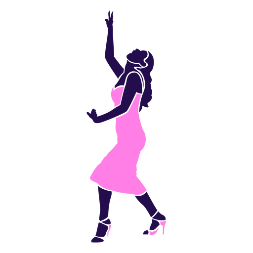 Dance pose lady waving silhouette PNG Design