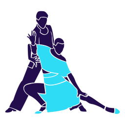 Dance pose tango blue silhouette PNG Design
