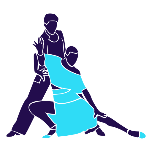 Pose de baile tango silueta azul Diseño PNG