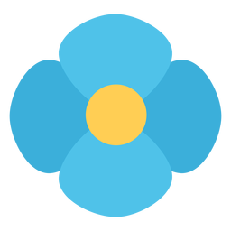 Quatro pétalas de flores azuis planas Desenho PNG