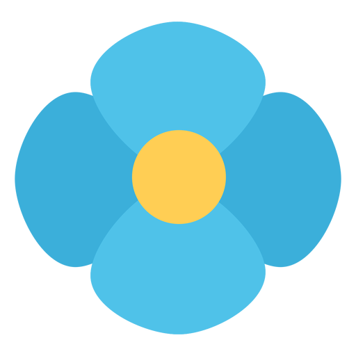 Four petal flower blue flat PNG Design