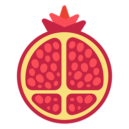 Fruta de granada en rodajas planas Diseño PNG