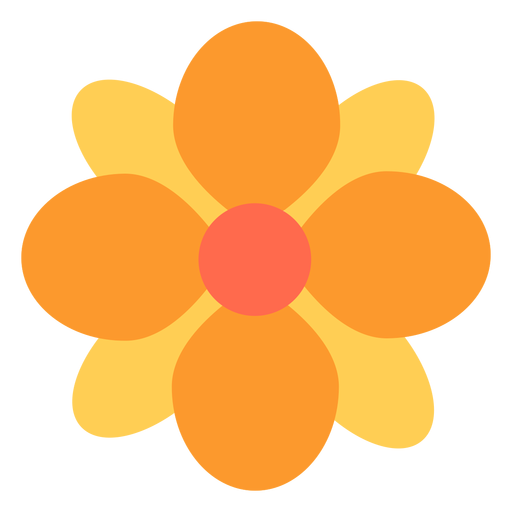 Flor amarela com pétalas planas Desenho PNG