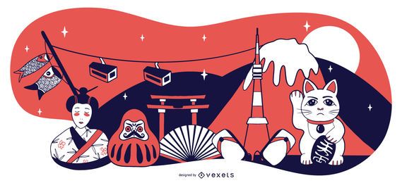 Japan Elements Composition Design