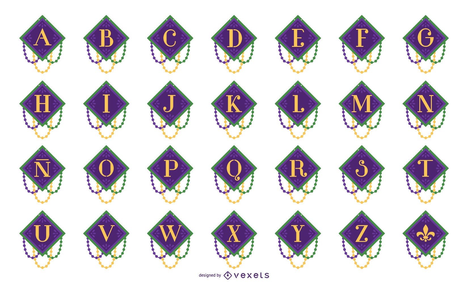 Mardi Gras Alphabet Garland Letter Set