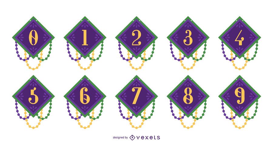 Mardi Gras Number Design Set Mardi Gras Number Design Set