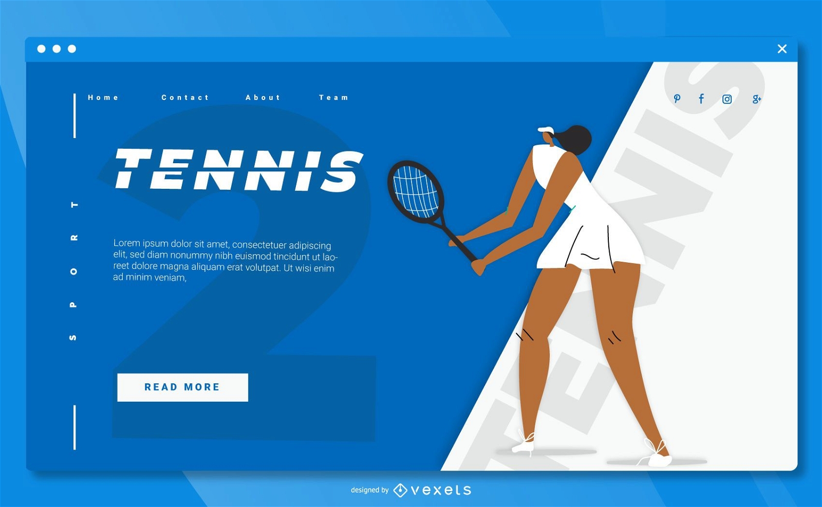 Design da página de destino do esporte de tênis