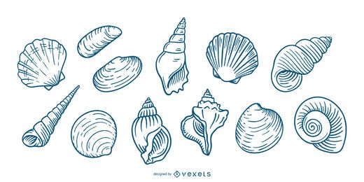 Hand drawn seashells set Hand drawn seashells set
