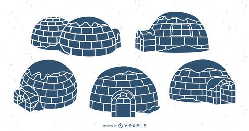 Iglusillustrationsblau gesetzt