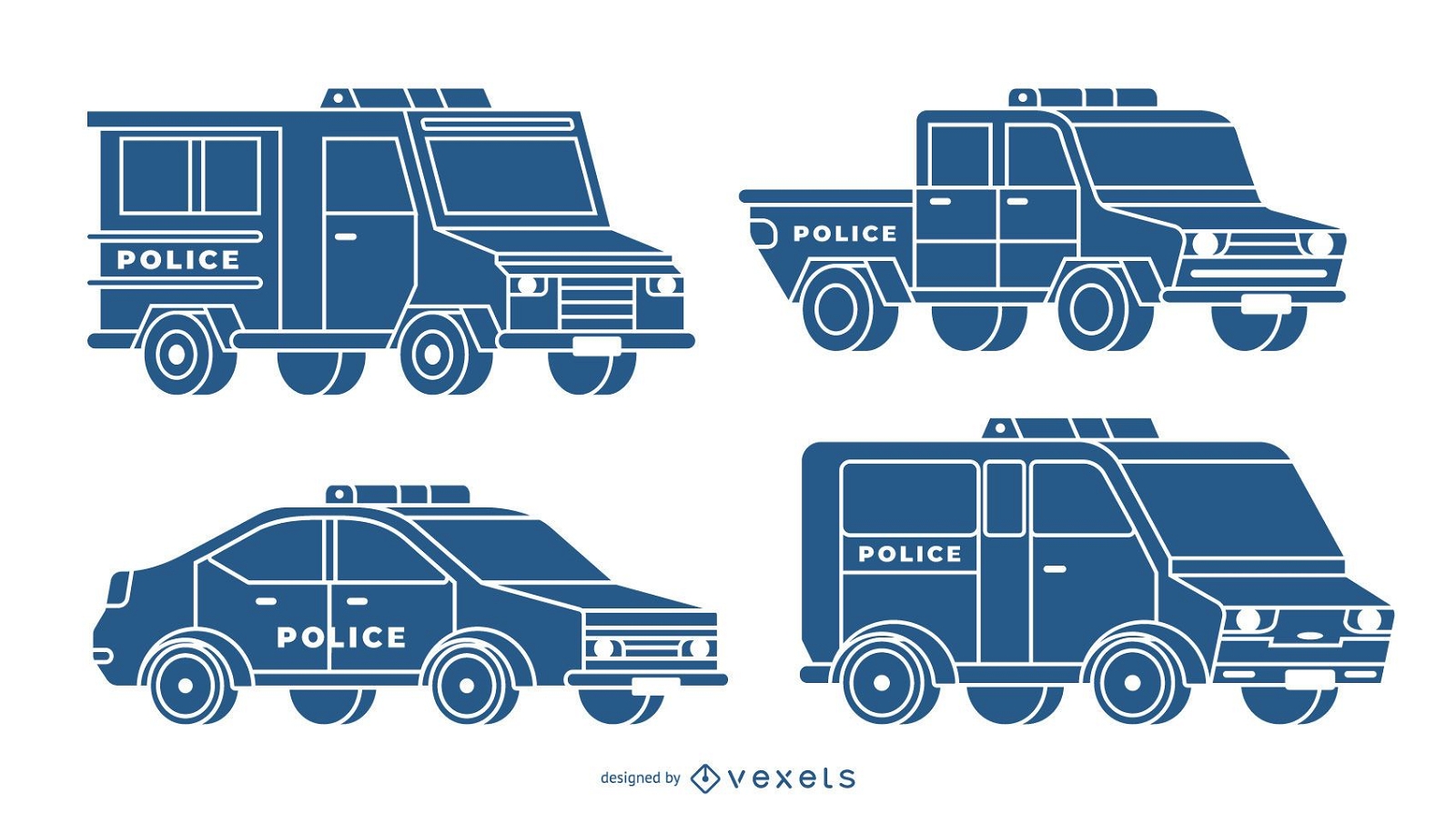 Police cars blue set