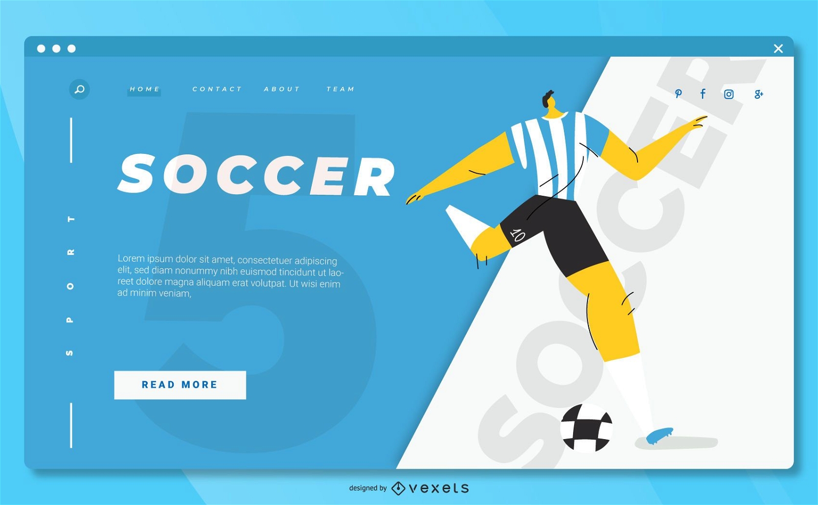 Soccer sport landing page design