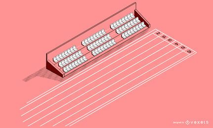 Diseño de estadio de pista de sprint isométrica